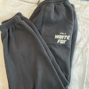 dark grey white fox sweatpants